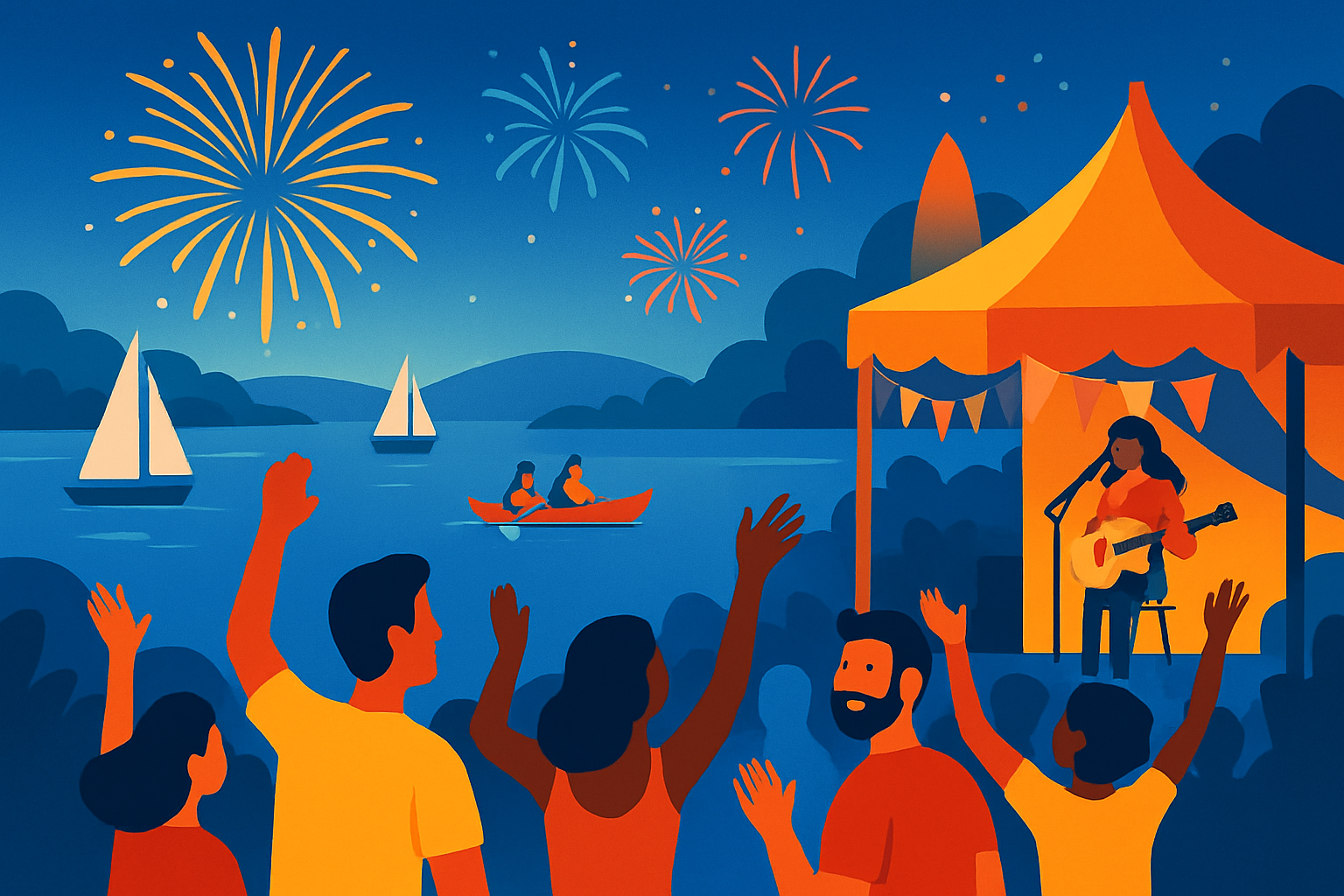 Ambiance festive et animations nautiques lors d’un événement annuel au Lac d’Orient