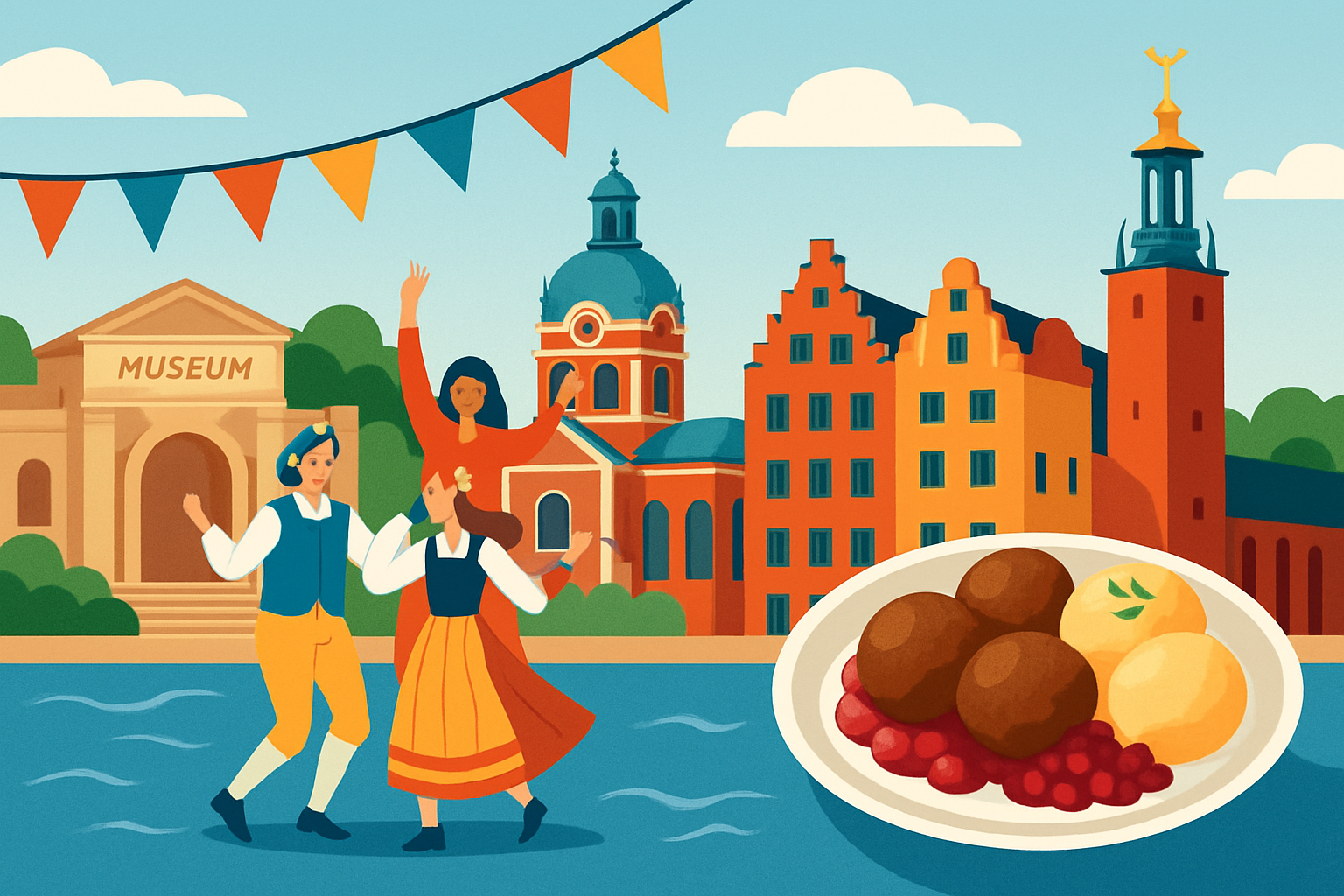 Panorama culturel de Stockholm illustrant musées, quartier historique, spectacles vivants et gastronomie locale