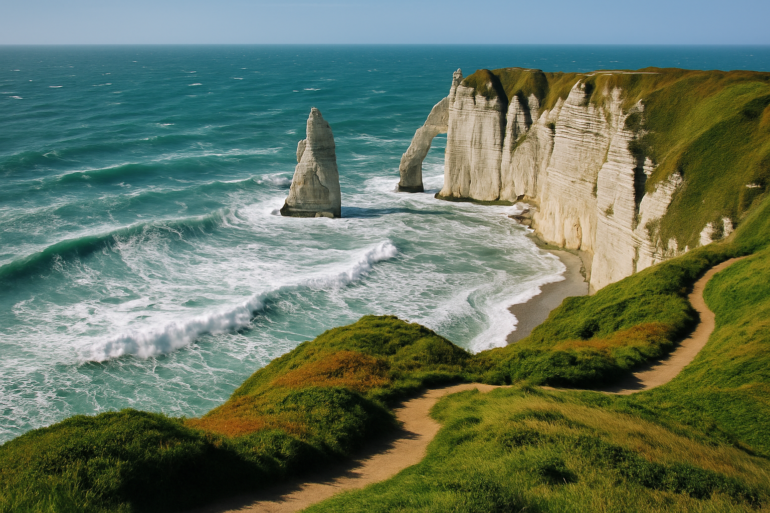 Falaises d’Étretat et sentiers de randonnée à proximité de Veules-les-Roses