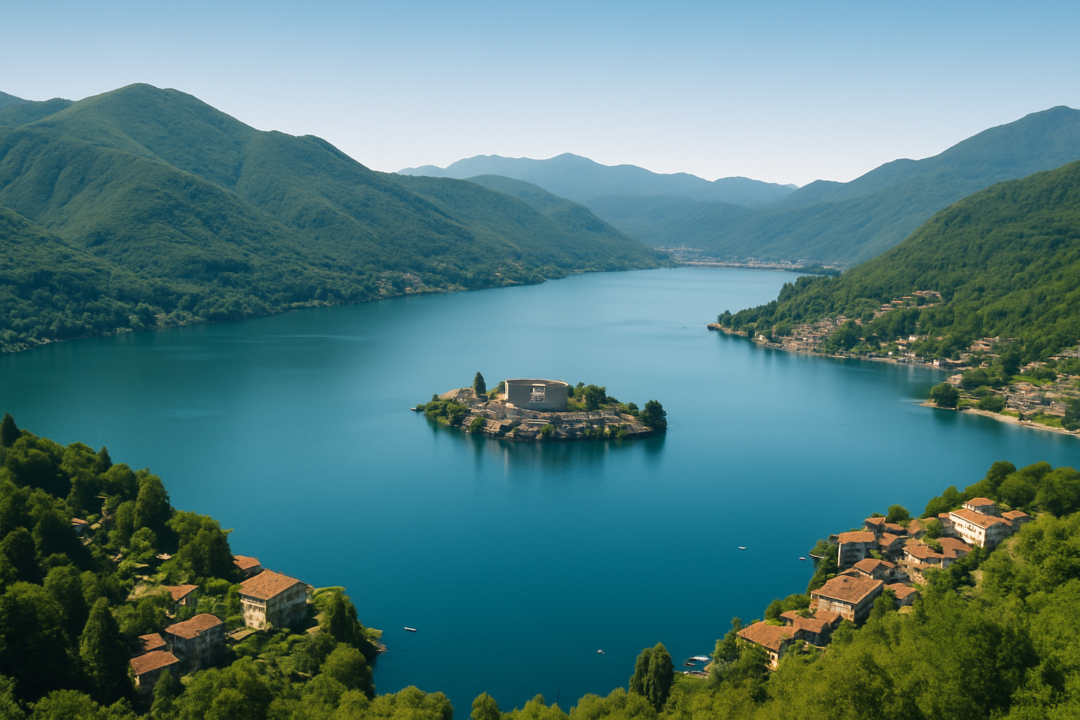 Panorama aérien du lac d