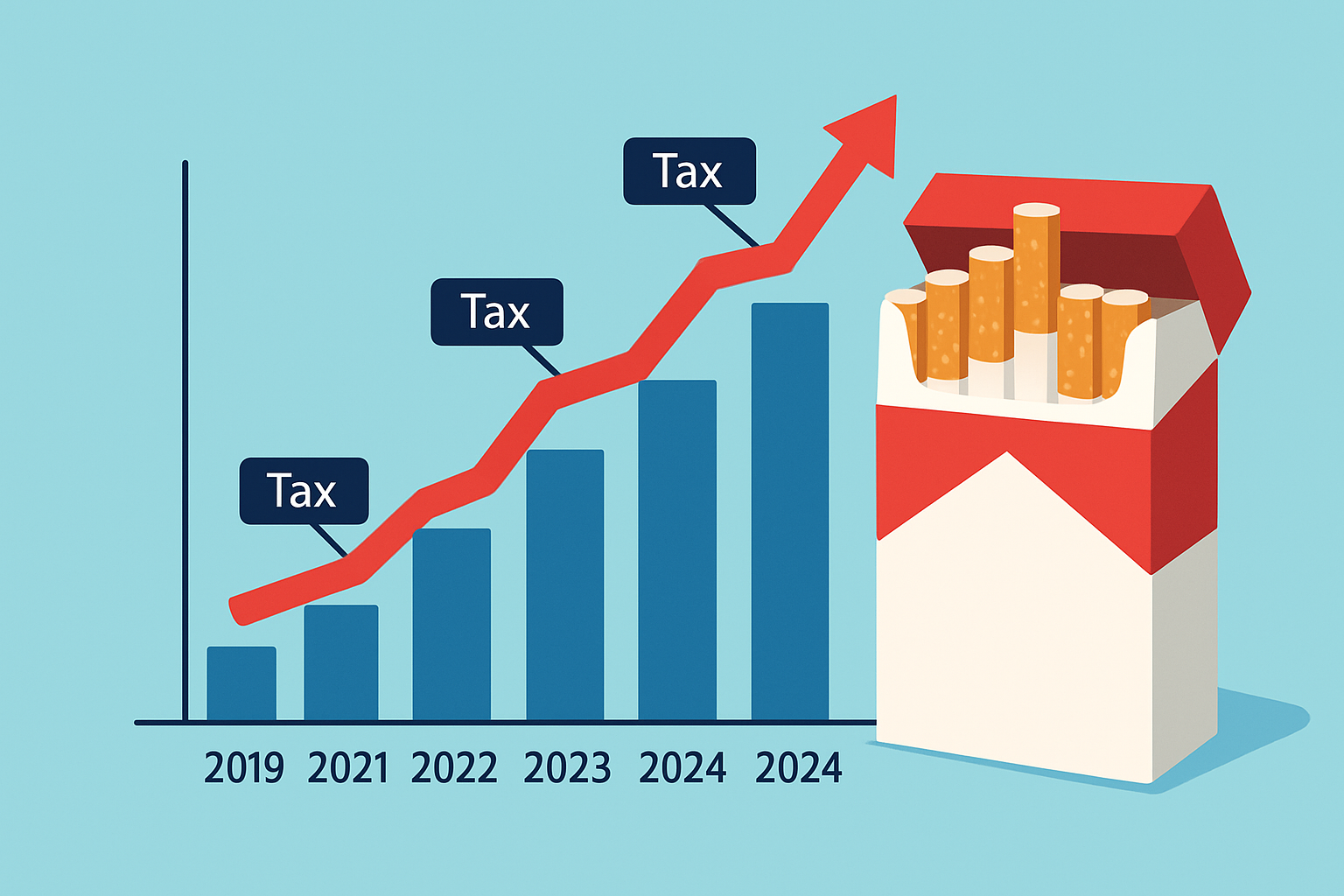Evolution du prix moyen des cigarettes en Espagne de 2019 à 2024