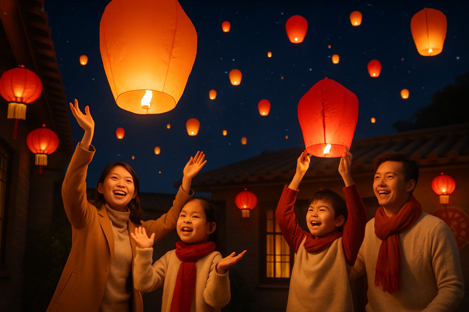 Célébrer la fête des lanternes en famille