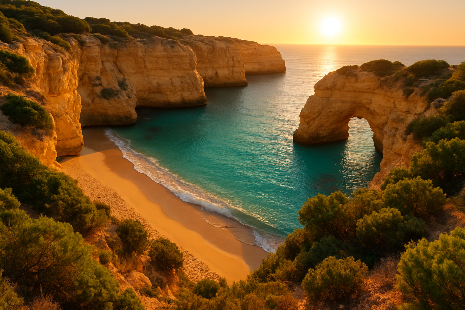 Crique isolée du littoral portugais, reflet parfait de la nature sauvage et préservée.