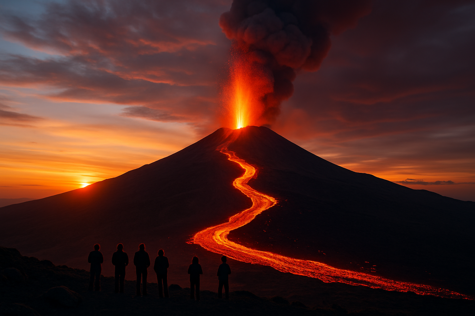 Panorama du mont Etna en activité, illustrant la puissance et la beauté des volcans italiens actifs.